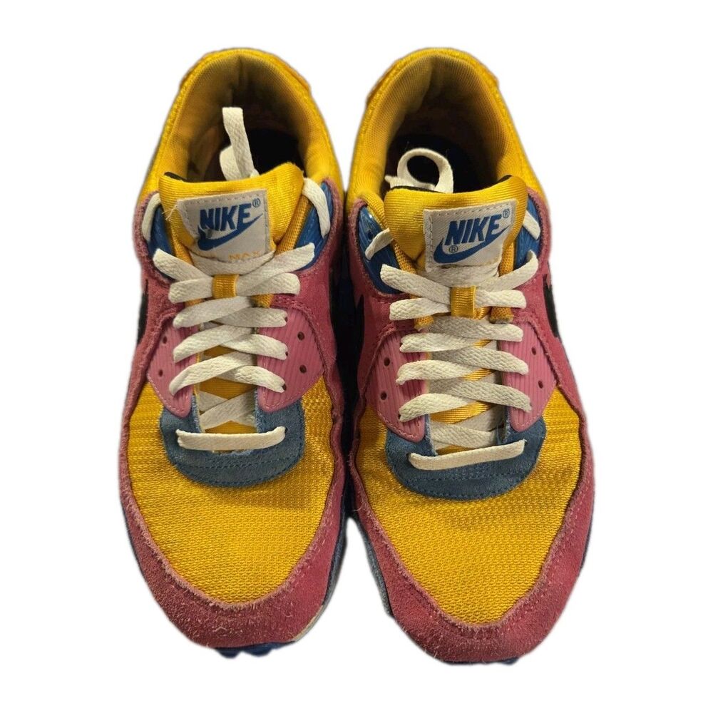 Mens Nike Air Max 90 Multi Color Suede Blue Yellow Pink CJ0612-700 ~ US Size 10